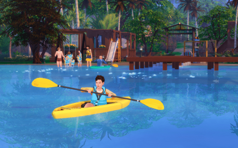 Dax from False Gods as a child at camp rowing in a boat.