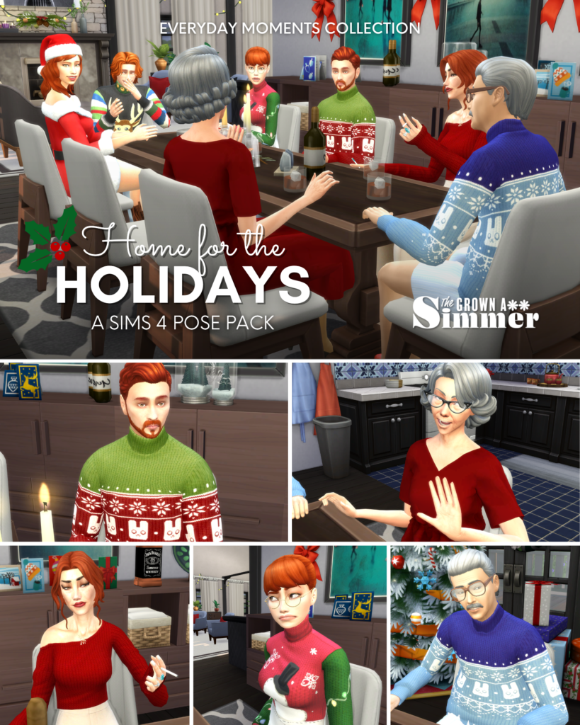 HOME FOR THE HOLIDAYS SIMS 4 POSE PACK