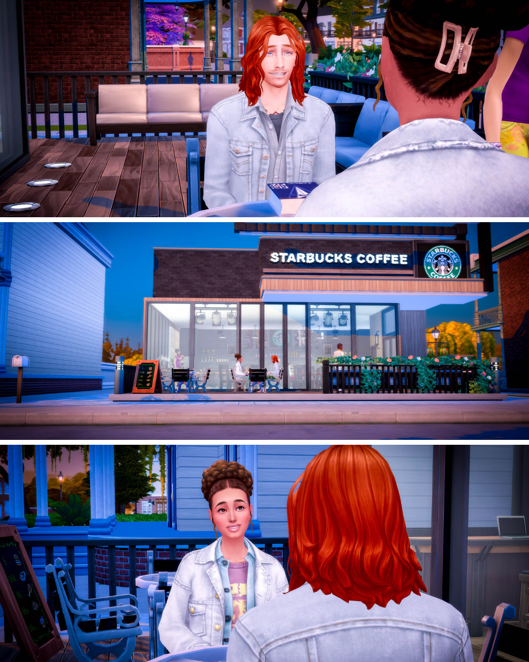 Jaime and Kristine meet for the first time at a Starbucks.