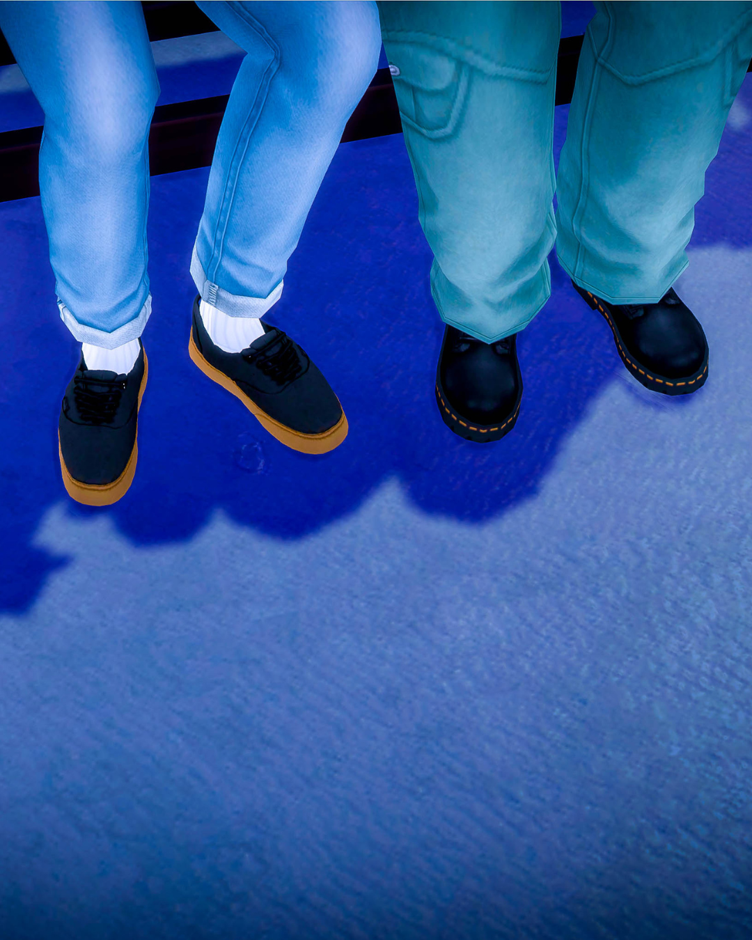 Jaime wears Vans, Kristine wears Doc Marten's.
