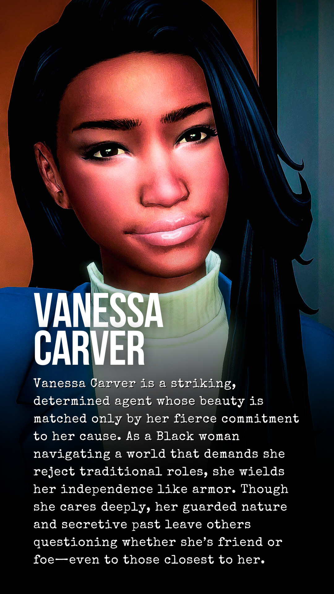 Sims 4 story Mission Simpossible: Vanessa Carver Cast Card