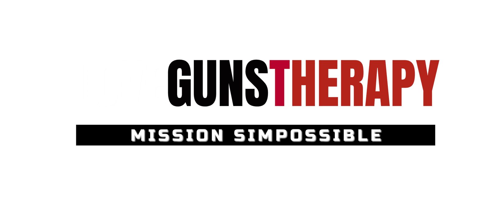 Love, guns, therapy. Mission Simpossible. Logo.