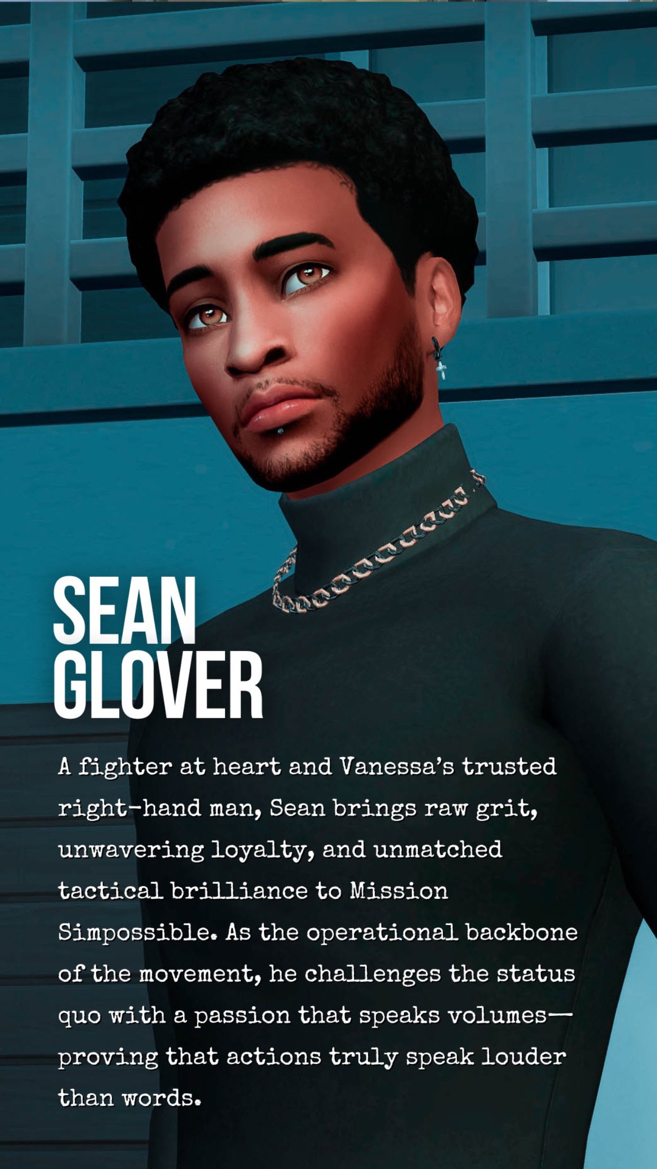 Sims 4 Story Mission Simpossible Cast Card - Sean Glover