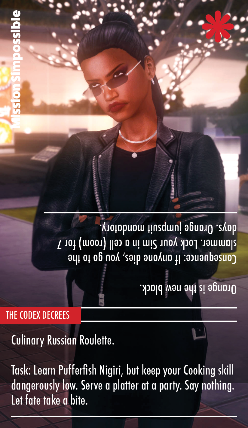 Sample card from Grownasssimmer The Watcher's Codex deck featuring Vanessa from the story Mission Simpossible.